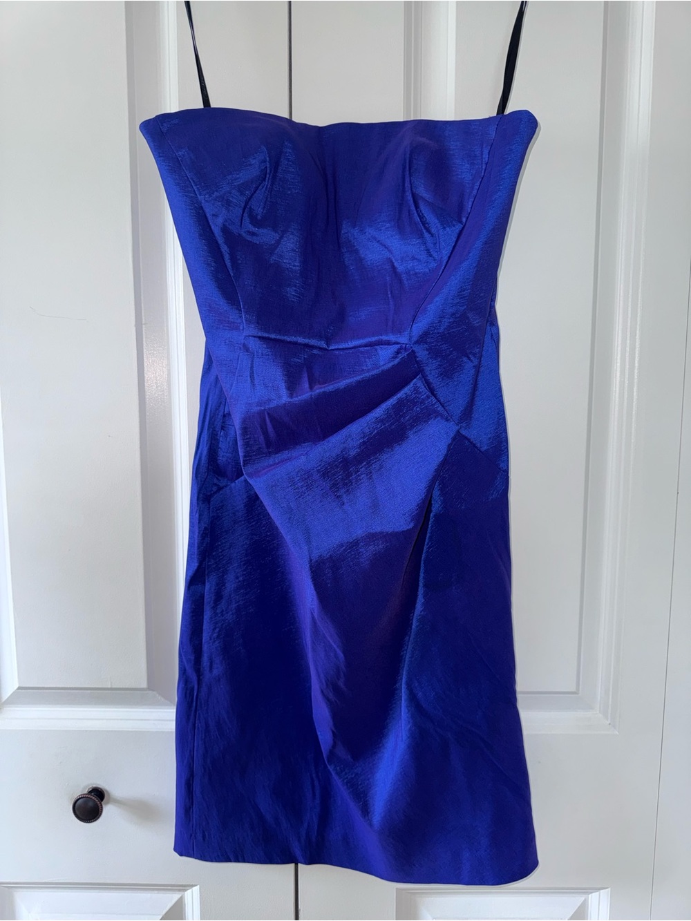 Calvin Klein Strapless Electric Blue Sheen Cocktail Dress